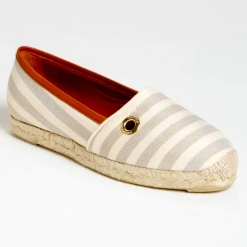 HUNTER ADLER STRIPED PREPPY SUMMER VACATION ESPADRILLE SLIPON SHOES 7